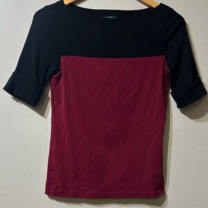 Black and Burgundy Short Sleeve Top